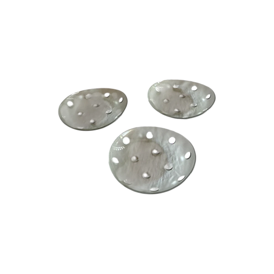 Set of Three Frosted Glass Serving Dishes with Applied Dots 1970s