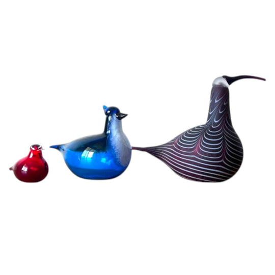 Set of three Iittala Toikka Birds by Oiva Toikka, Finland, Rare Hand Blown Glass