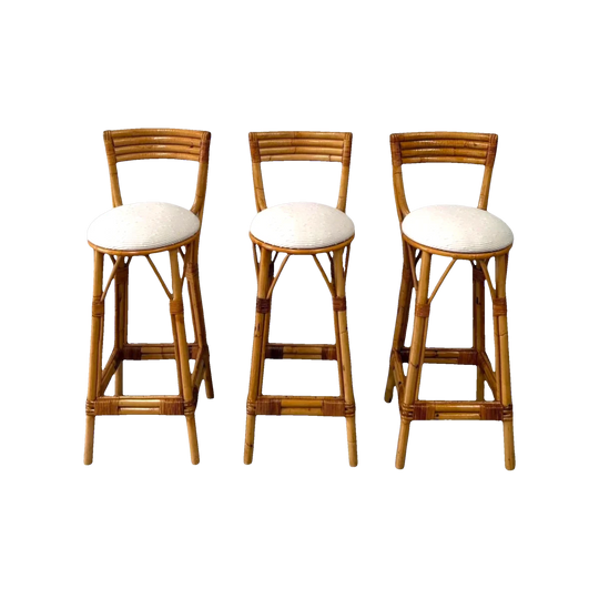 Set of Three Vintage Cane Stools