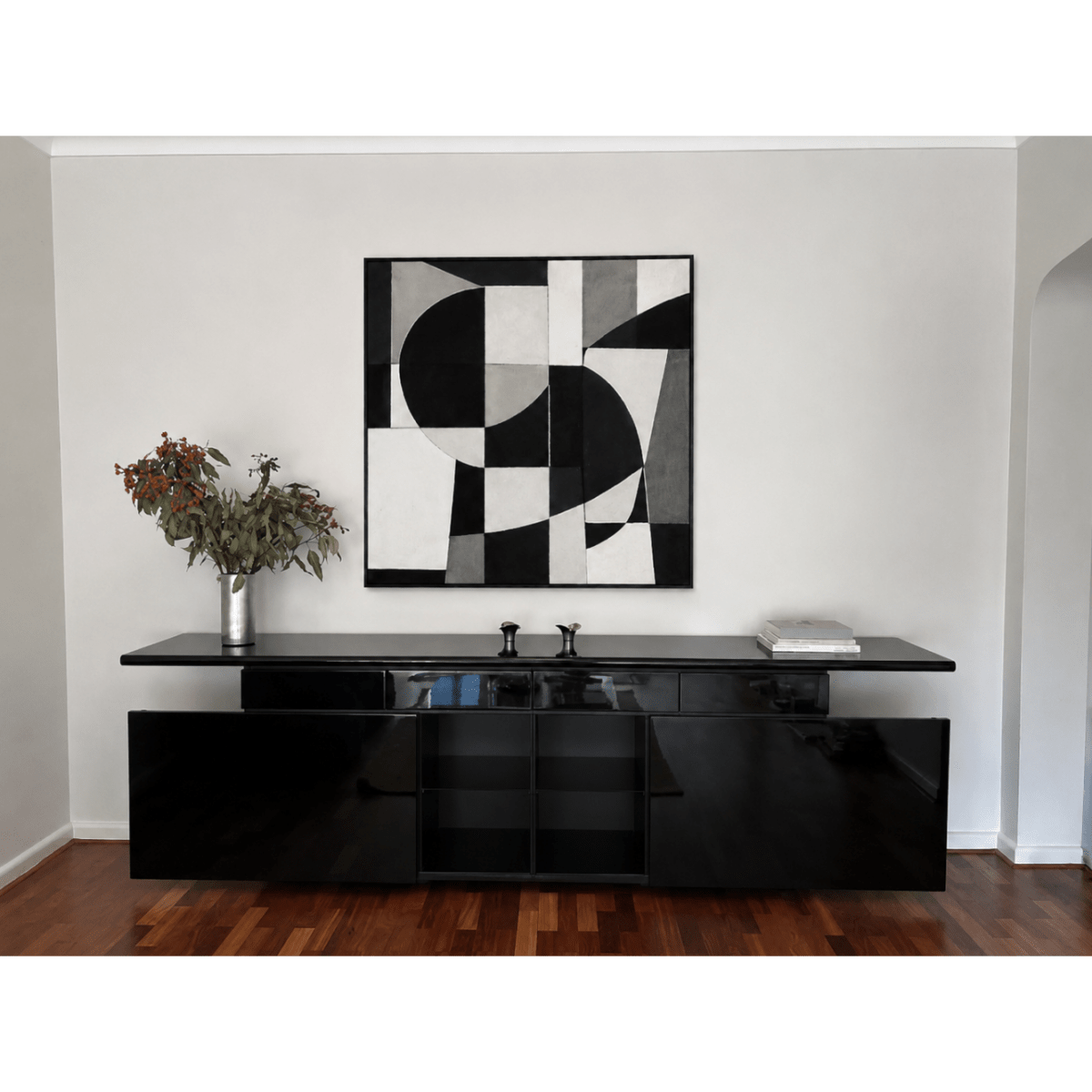 Sheraton Sideboard by Giotto Stoppino & Lodovico Acerbis for Acerbis, 1977 – Piano Black Lacquer, Large-Format, Original Italian Production | Bazaa | Designer, Vintage and Antique Furniture