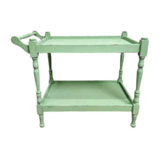 Vintage Green Tea Trolley with Distressed Edges