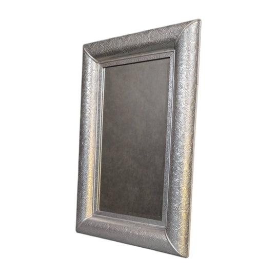 Silvered Embossed Rectangular Wall Mirror in the Style of Chaandhi Kar
