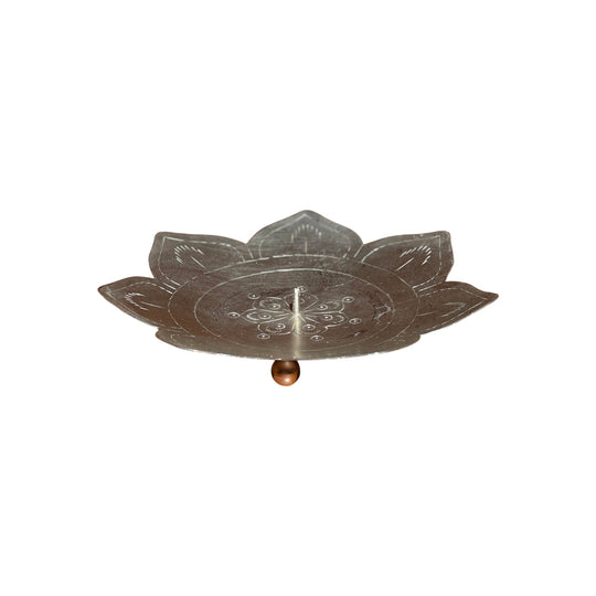 Silverplate lotus candle holder