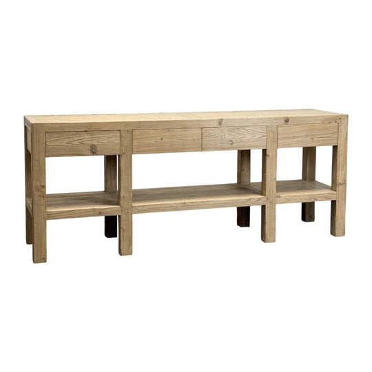 Simple 4 Drawer Console Table with Shelf