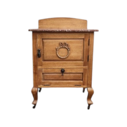 Small Antique Pot Cabinet with Marble Top
