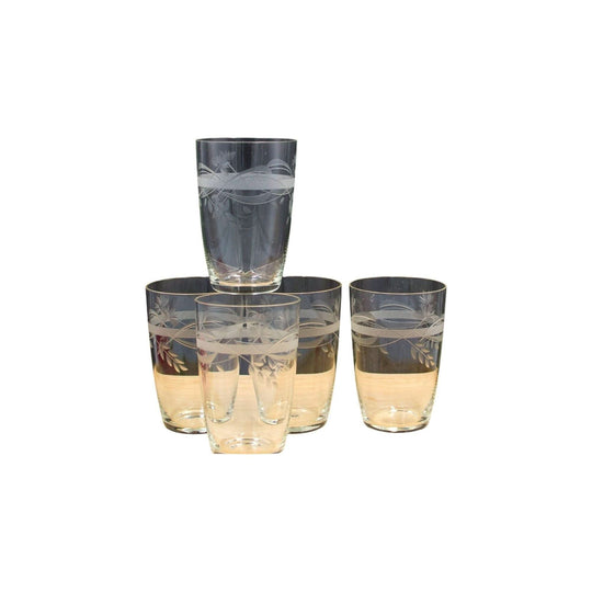 Small Vintage Frosted Band/ Cut Crystal Tumblers
