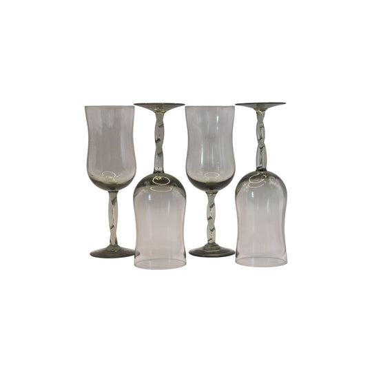 Smokey Grey Wine/Champagne Glasses with twisted stem. Set of 4