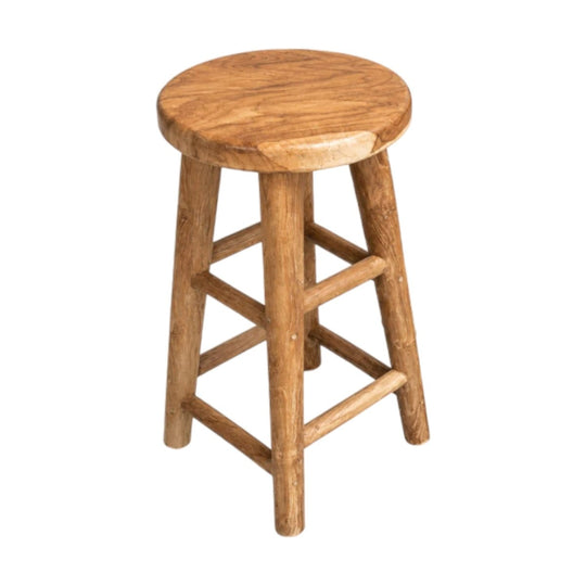 Solid Teak Bar Stools Set Rustic Wooden Kitchen Counter Stools