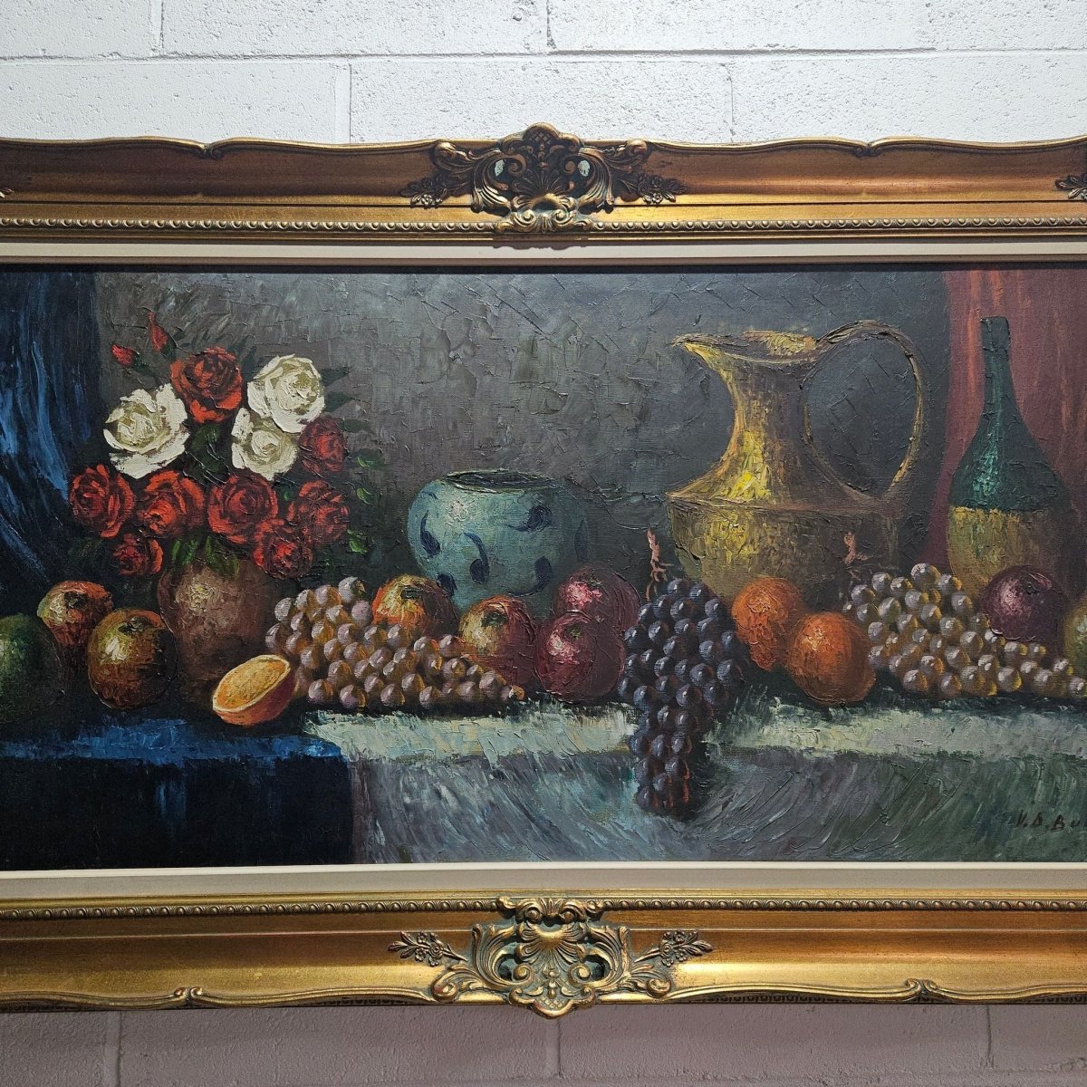 Sourced From France Oil on Canvas Still Life in Decorative Gilt Frame | Bazaa | Designer, Vintage and Antique Furniture