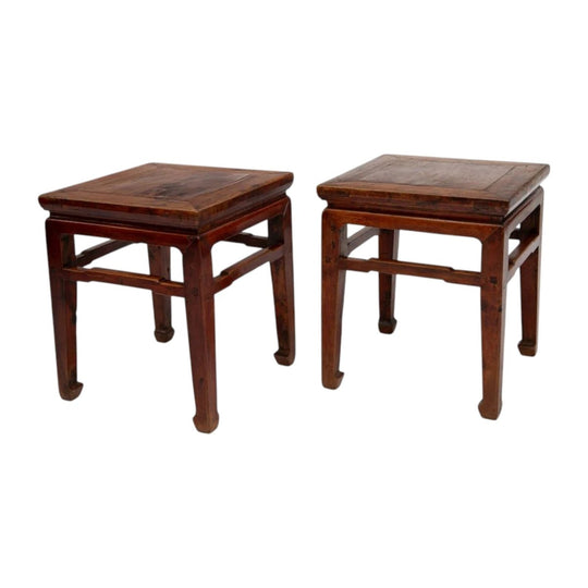 Square stools with humpback stretchers