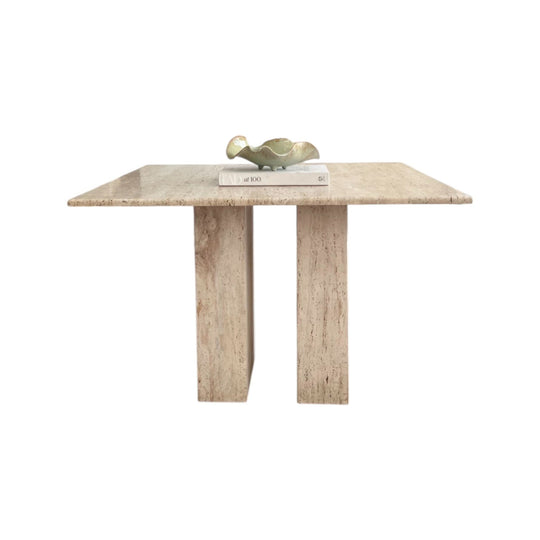 Square travertine table