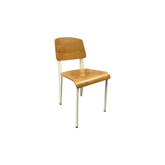 Standard Chair for Vitra in Natural Oak, White Metal by Jean Prouvé