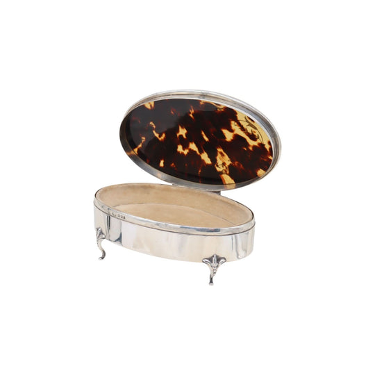 Sterling silver and tortoiseshell trinket box London 1924