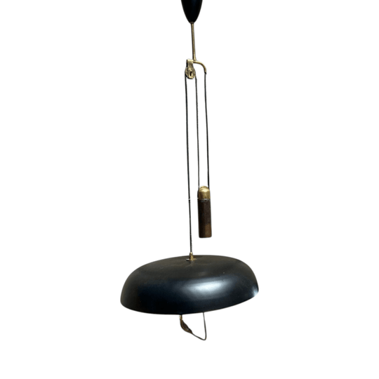 Stilux Milano Black Adjustable Pendant Light 1950s