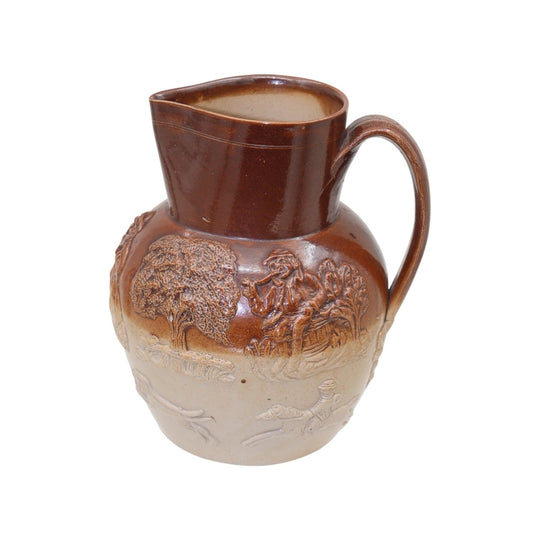 Stoneware hunting jug att. to Mortlake or Vauxhall
