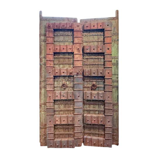 Studded Hand Carved Indian Door