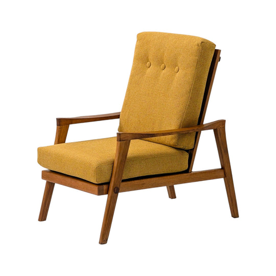 Stunning 1960s Solid Teak Lounge Chair in Mustard
