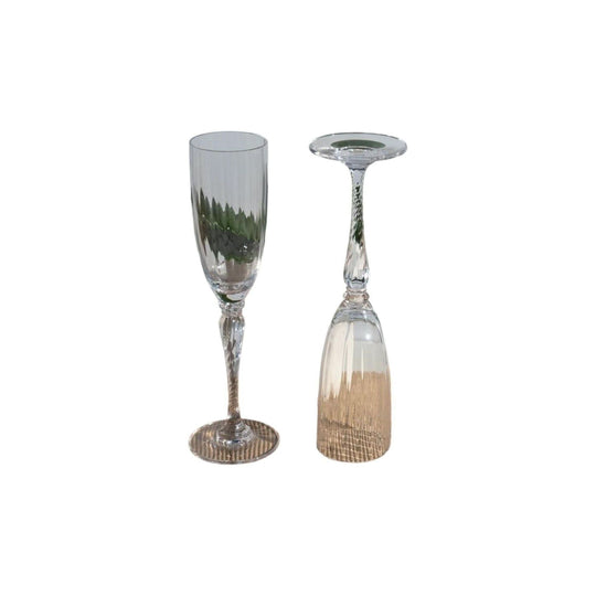 Stunning Twisted Stem Crystal Champagne Flute. Set of 2
