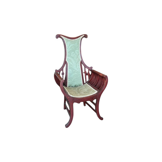 Stylish Australian Art Nouveau Armchair, Lyre back, c. 1905