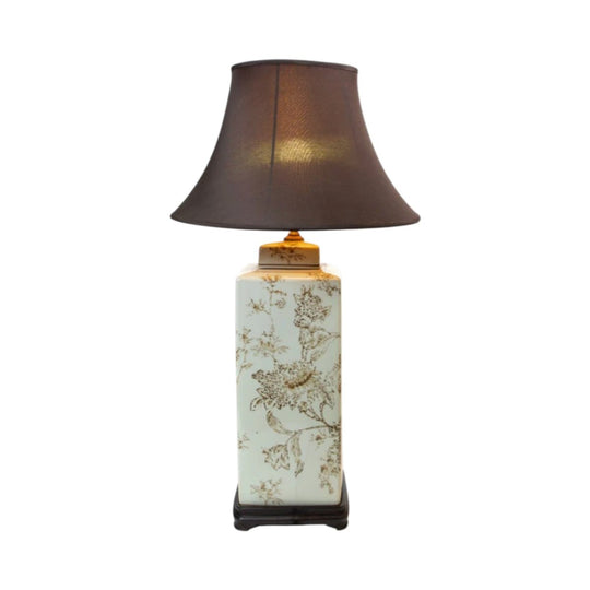Summer flowers tall porcelain lamp