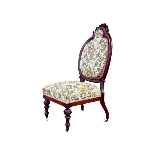 Sumptuous and Rare High Victorian Antique 1870 Dress Chair