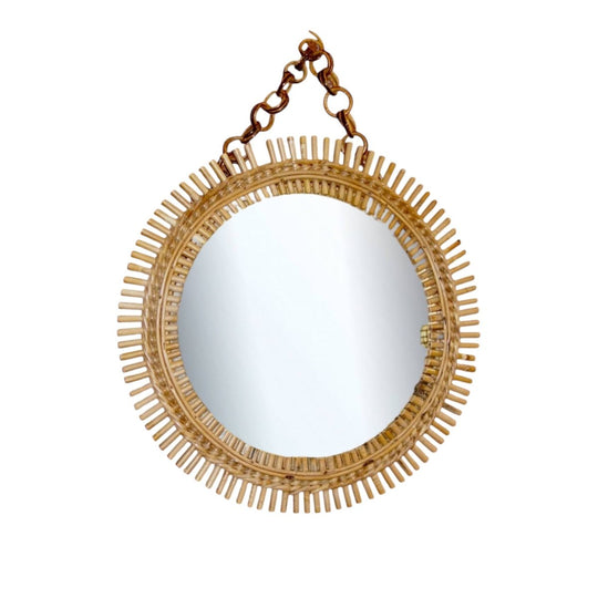 Sunburst Mirror with Cane Reed
