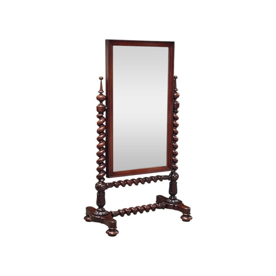 Superb English William IV mahogany cheval mirror c.1835