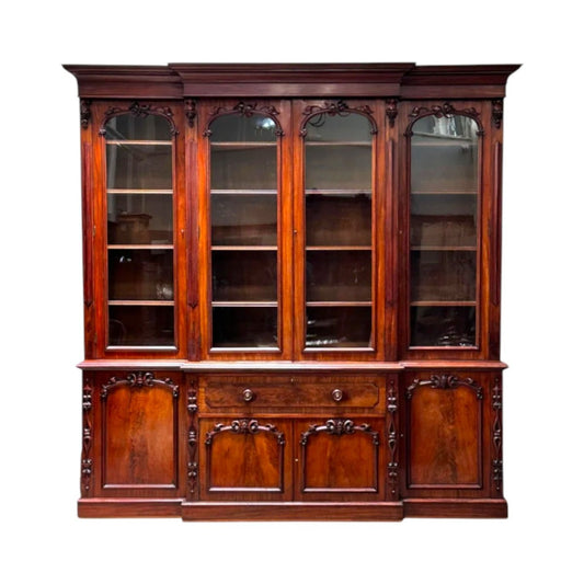 Superb large scale William IV Mahogany 4 Door Breakfront Secretaire Bookcase. c.1840 | Bazaa | Designer, Vintage and Antique Furniture