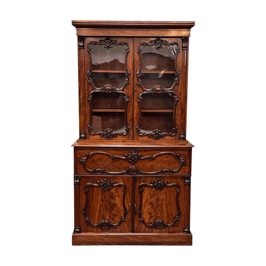Superb William IV 2 section Cuban mahogany secretaire c.1830