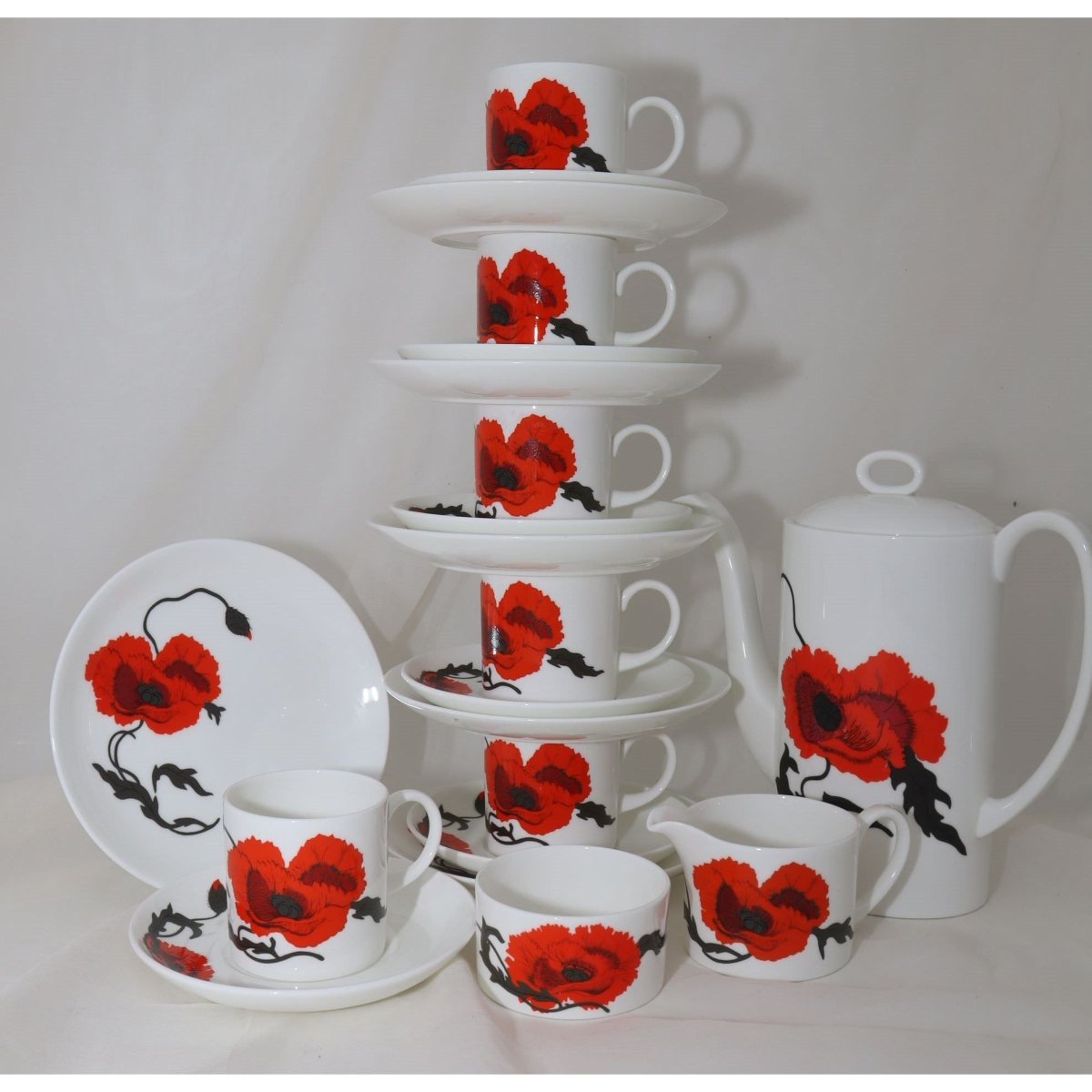 Susie Cooper coffee set Cornpoppy pattern | Bazaa | Designer, Vintage and Antique Furniture