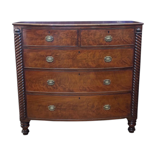 Regency mahogany 5 drawer bow fronted chest c.1835