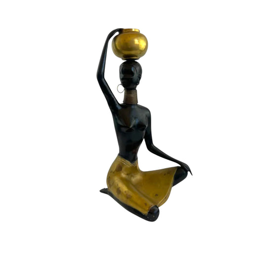 Karl Hagenauer Sitting African Woman Brass Sculpture