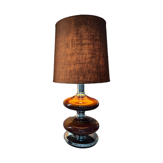 Mid-century ceramic table lamp with chrome accents