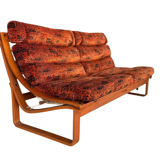 Tessa T4 Three-Seater Lounge – Iconic 1970s Fred Lowen Design in Burnt Orange Velvet