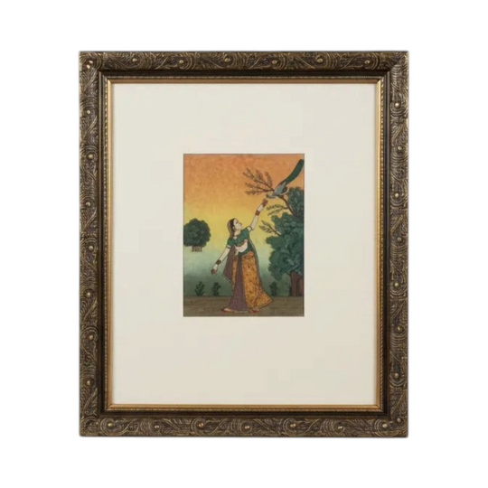 Indian Rajasthani Gemstone Painting - traditional miniature style