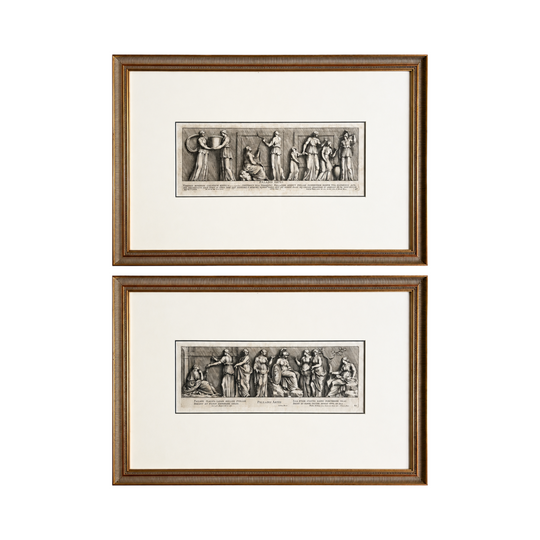 A Pair of Renaissance Period Classical Engravings in Gilt Frame