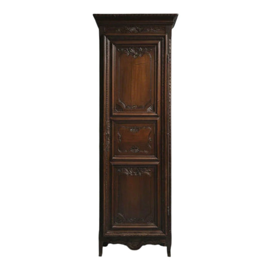 Tall 18th-Century French Oak Bonnetière Single-Door Armoire
