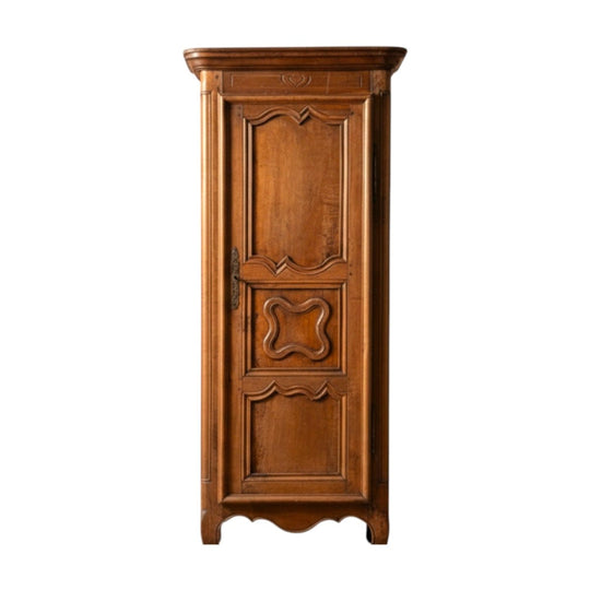Tall Antique French Oak Single-Door Armoire "Bonnetière"