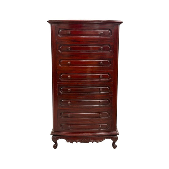 Tall Mahogany Lingerie Chest with Carved Details