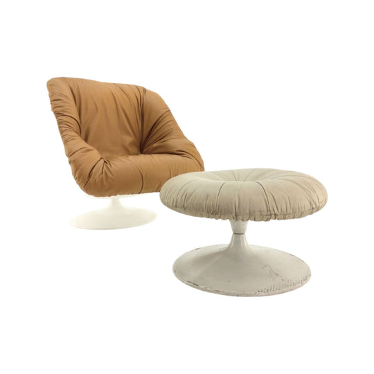 Tan MP-71 Lounge Chair and Foot Stool by Percival Lafer. Brazil. Eternity Collections