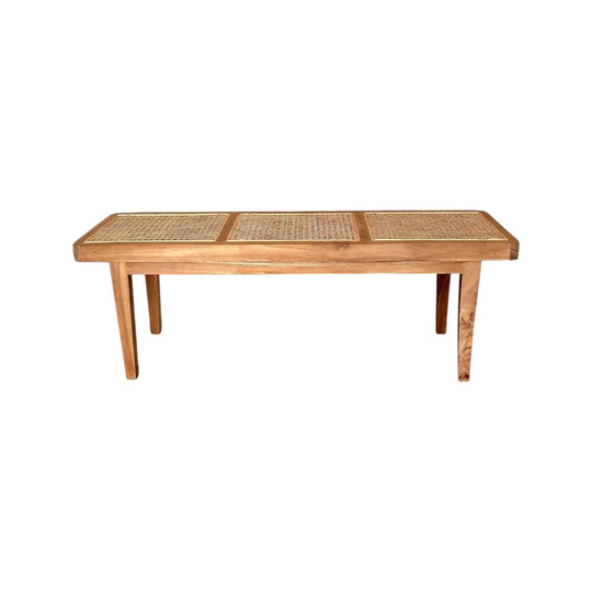Teak and Rattan Bench Seat