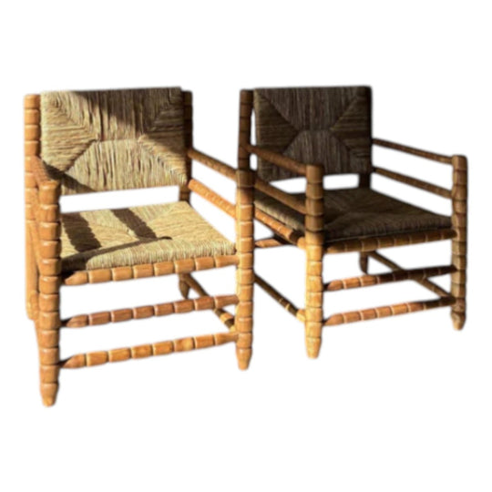 TEAK AND SEAGRASS ARMCHAIR