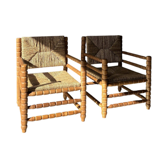 TEAK AND SEAGRASS ARMCHAIR