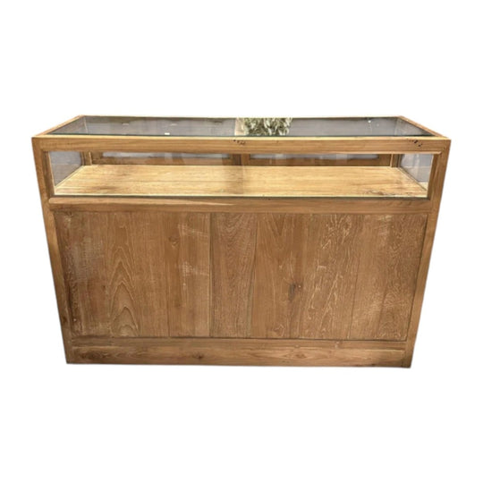 Teak Glass Display Cabinet Console Sideboard Retail Shop Counter