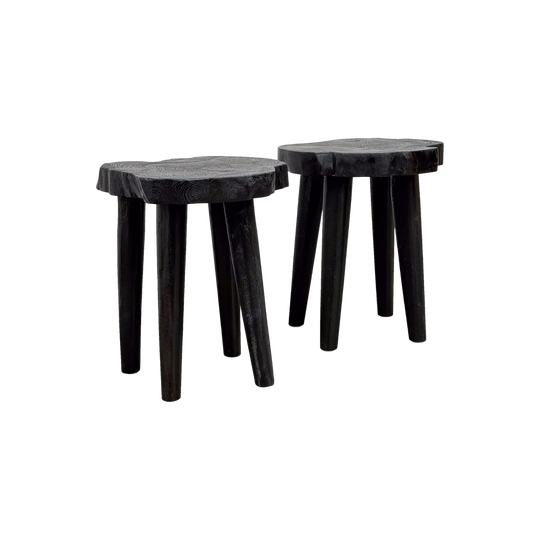 Teak Slice Stool - Black