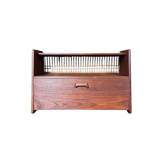 Teak Wall Shelf w/ Drop Down Drawer