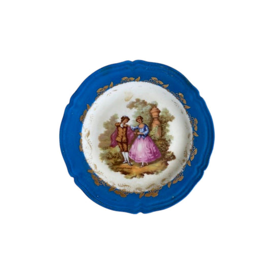 Teal French Limoges Trinket Dish