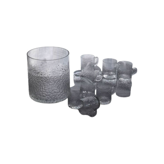 Textured Glass Punchbowl set with 12 x cups.