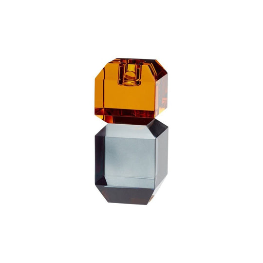 The Gem Candlestick Amber & Grey