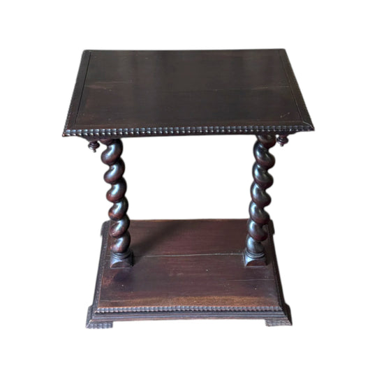 Vintage Jacobean Revival Barley Twist Side Table